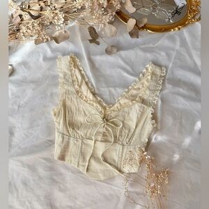 Princess Polly Scarlett Lace Trim Tie Top